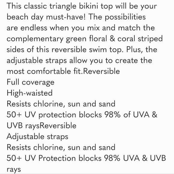 Cabana Life Jetties Beach Reversible triangle bikini top & high waist bottom S - Picture 11 of 12